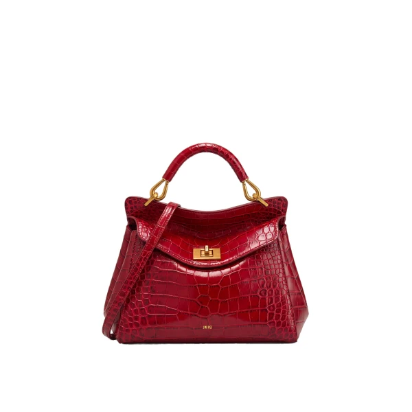 JW PEI Lucia Classic Top Handle Bag in Burgundy Croc