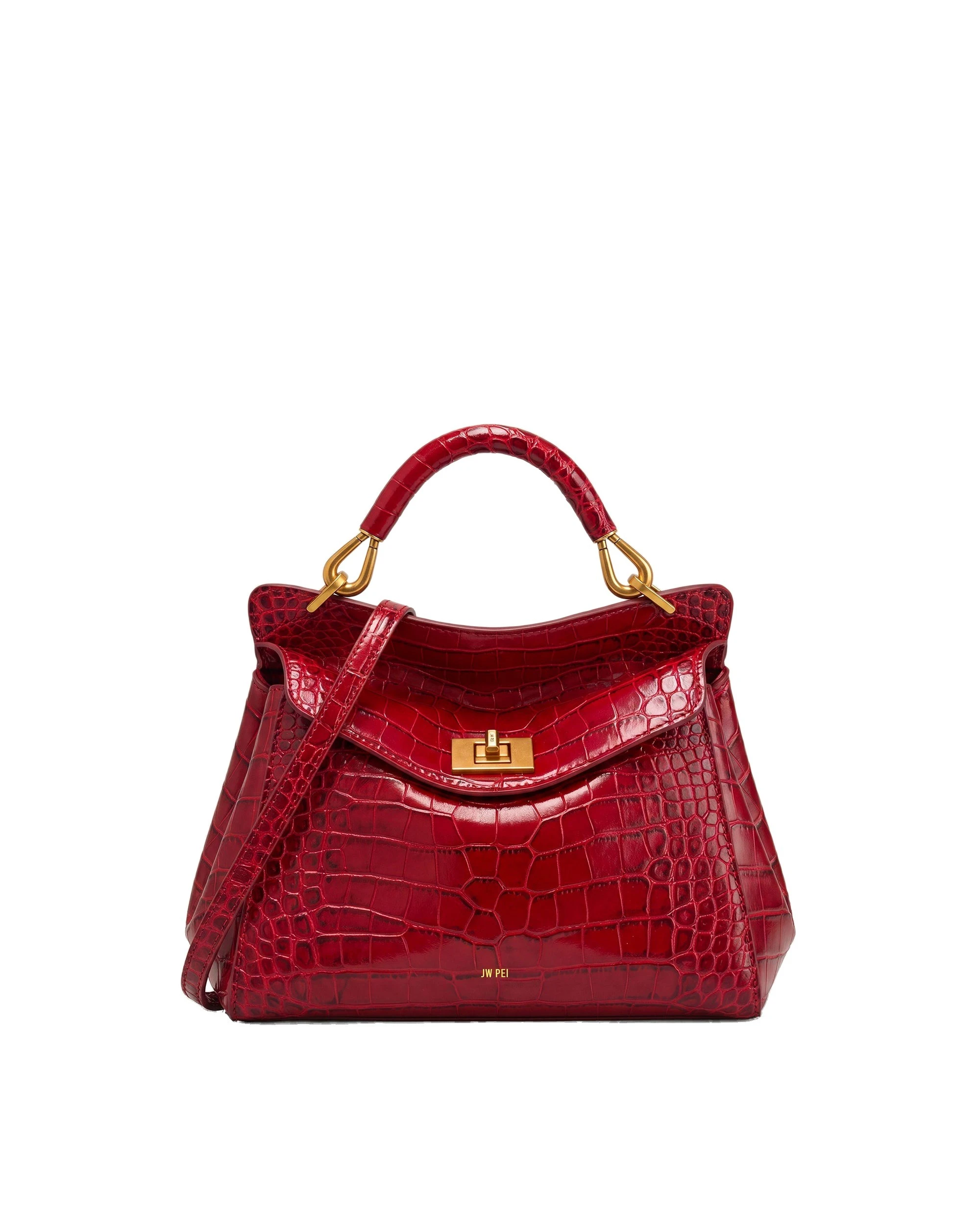 JW PEI Lucia Classic Top Handle Bag in Burgundy Croc | Totes & Top-Handle Bags | Luxury Shoes JW PEI Lucia Classic Top Handle Bag in Burgundy Croc