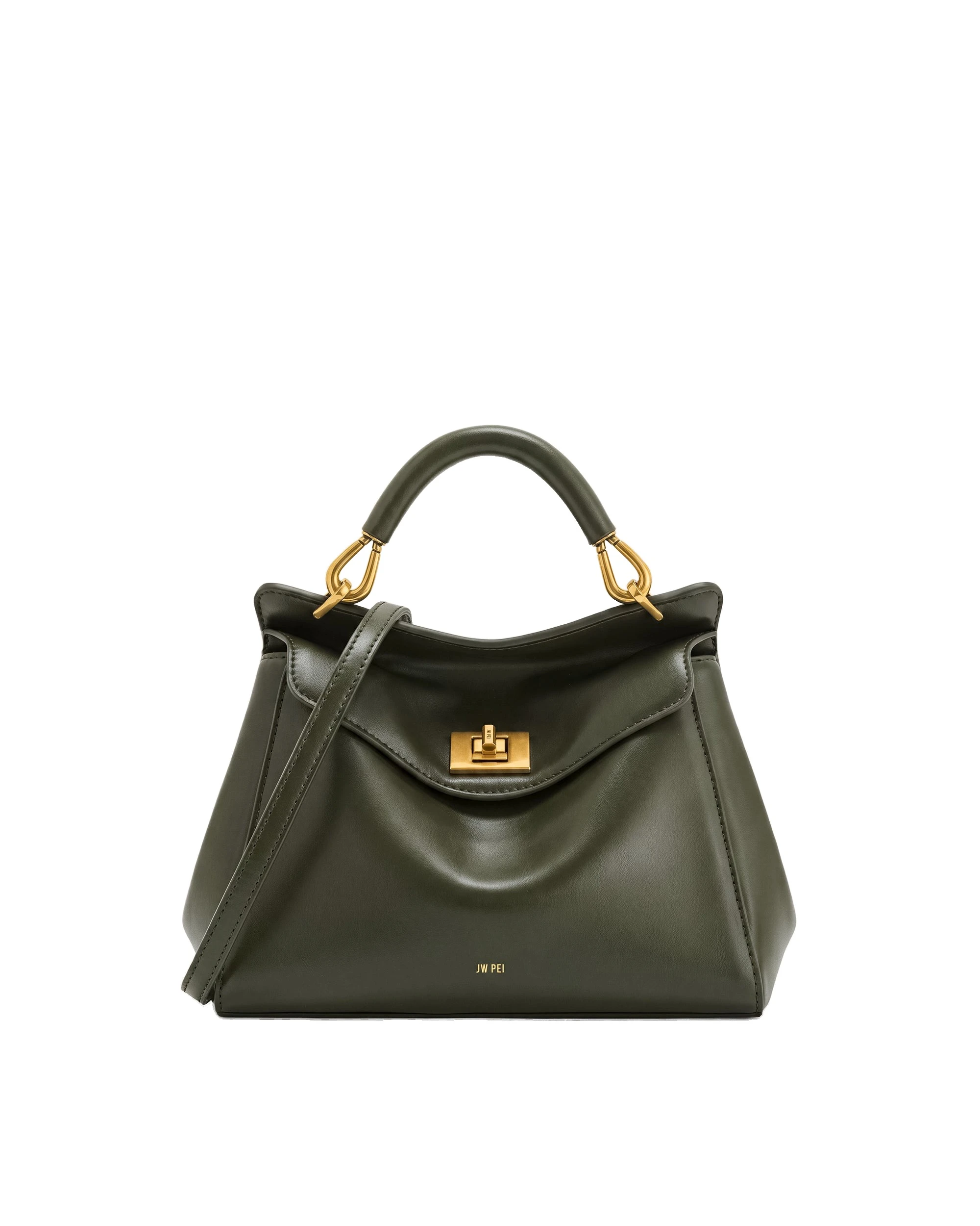 JW PEI Lucia Classic Top Handle Bag in Dark Olive Green | Totes & Top-Handle Bags | Luxury Shoes JW PEI Lucia Classic Top Handle Bag in Dark Olive Green