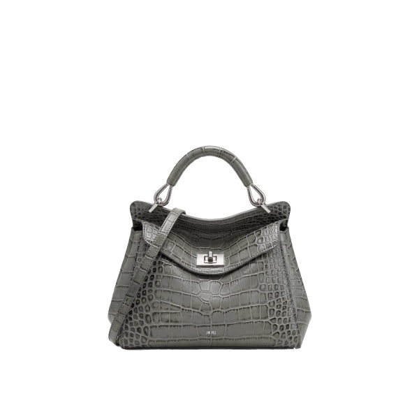 JW PEI Lucia Classic Top Handle Bag in Grey Croc
