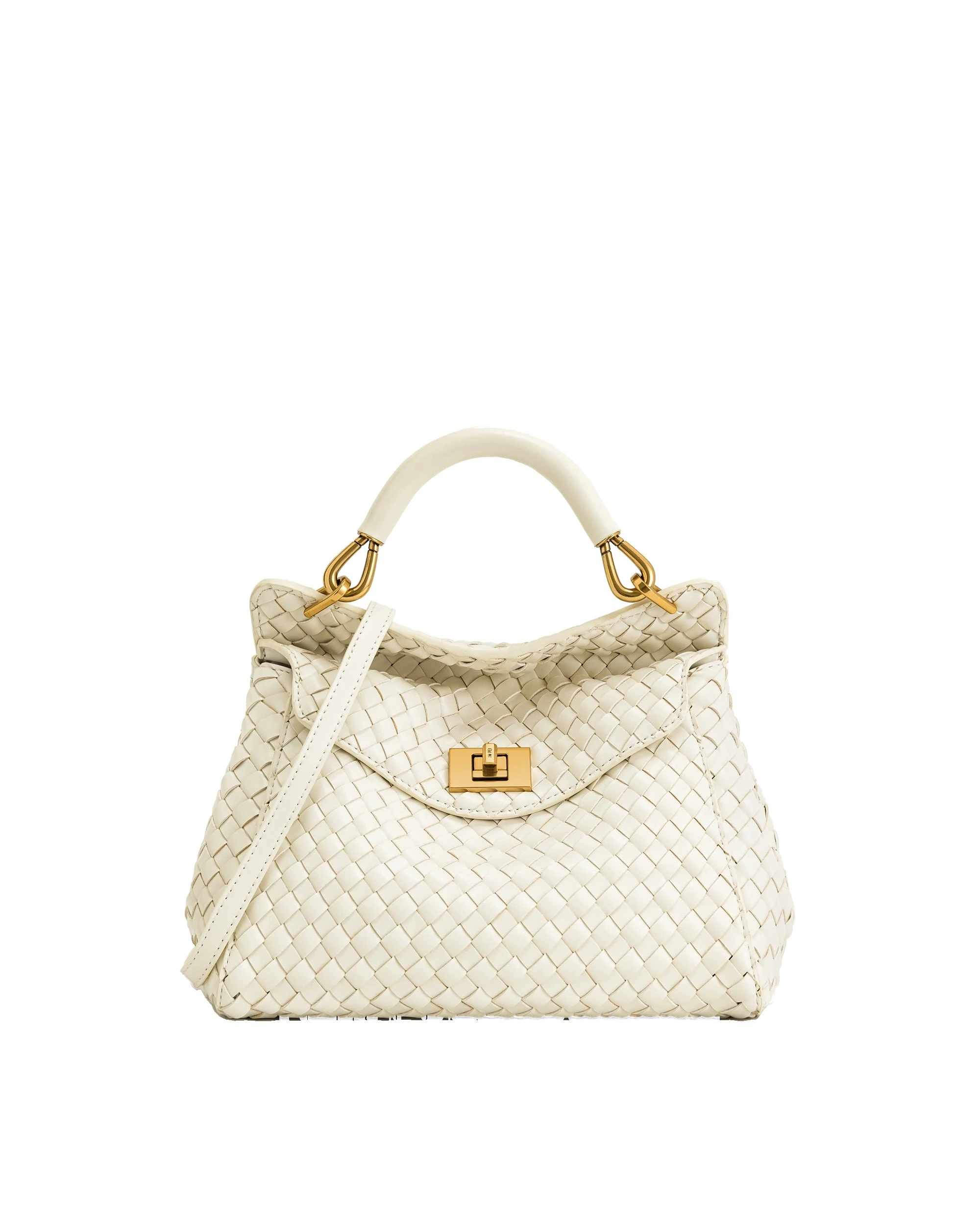 JW PEI Lucia Classic Top Handle Woven Bag in White | Totes & Top-Handle Bags | Luxury Shoes JW PEI Lucia Classic Top Handle Woven Bag in White