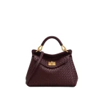 JW PEI Lucia Classic Woven Top Handle Bag in Dark Burgundy