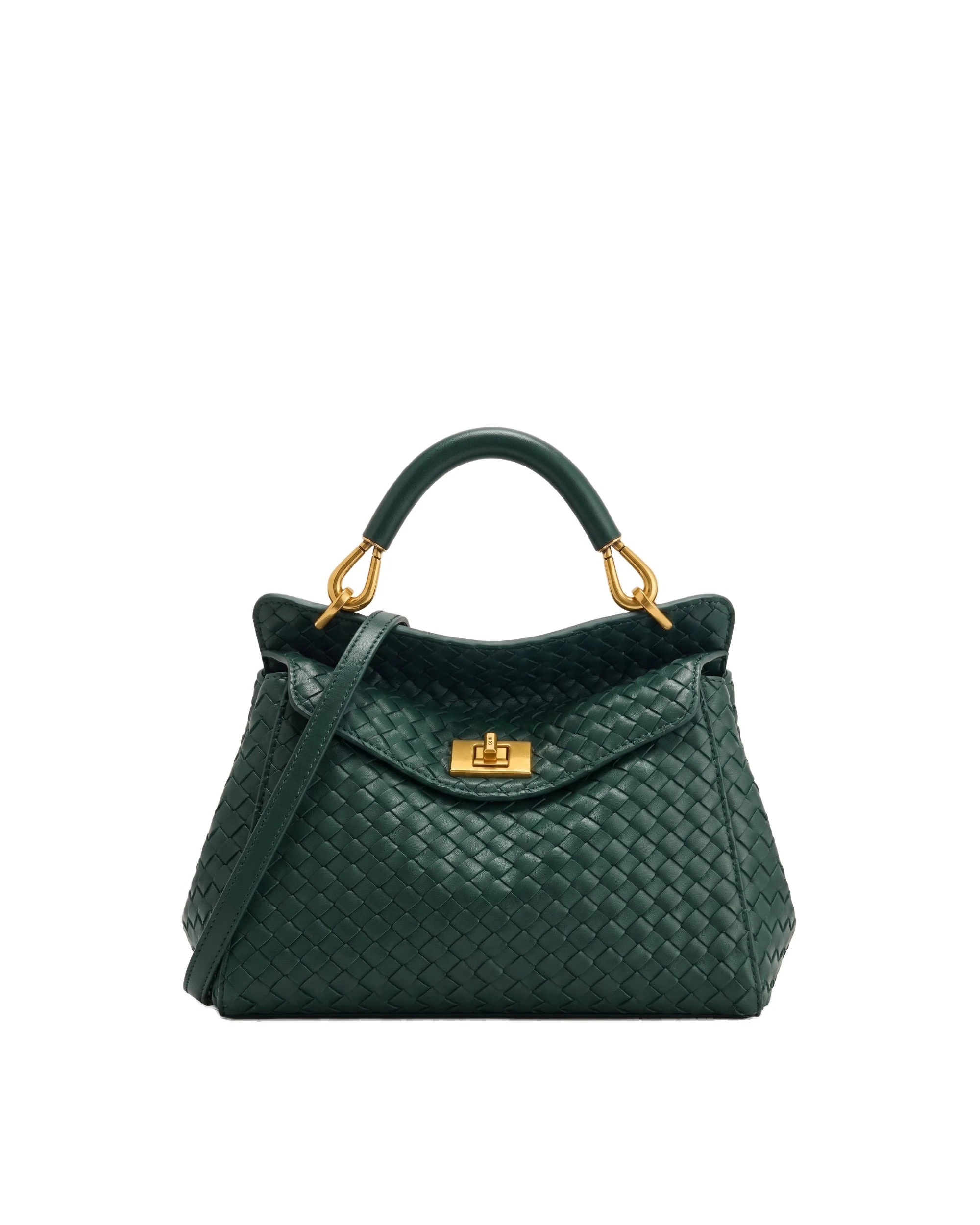 JW PEI Lucia Classic Woven Top Handle Bag in Forest Green | Totes & Top-Handle Bags | Luxury Shoes JW PEI Lucia Classic Woven Top Handle Bag in Forest Green