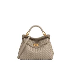 JW PEI Lucia Classic Woven Top Handle Bag in Mud Gray | Totes & Top-Handle Bags | Luxury Shoes JW PEI Lucia Classic Woven Top Handle Bag in Mud Gray