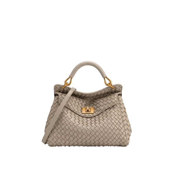 JW PEI Lucia Classic Woven Top Handle Bag in Mud Gray