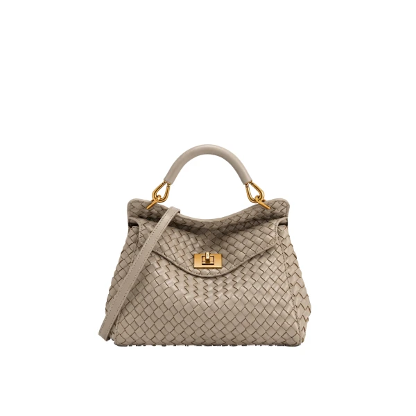 JW PEI Lucia Classic Woven Top Handle Bag in Mud Gray
