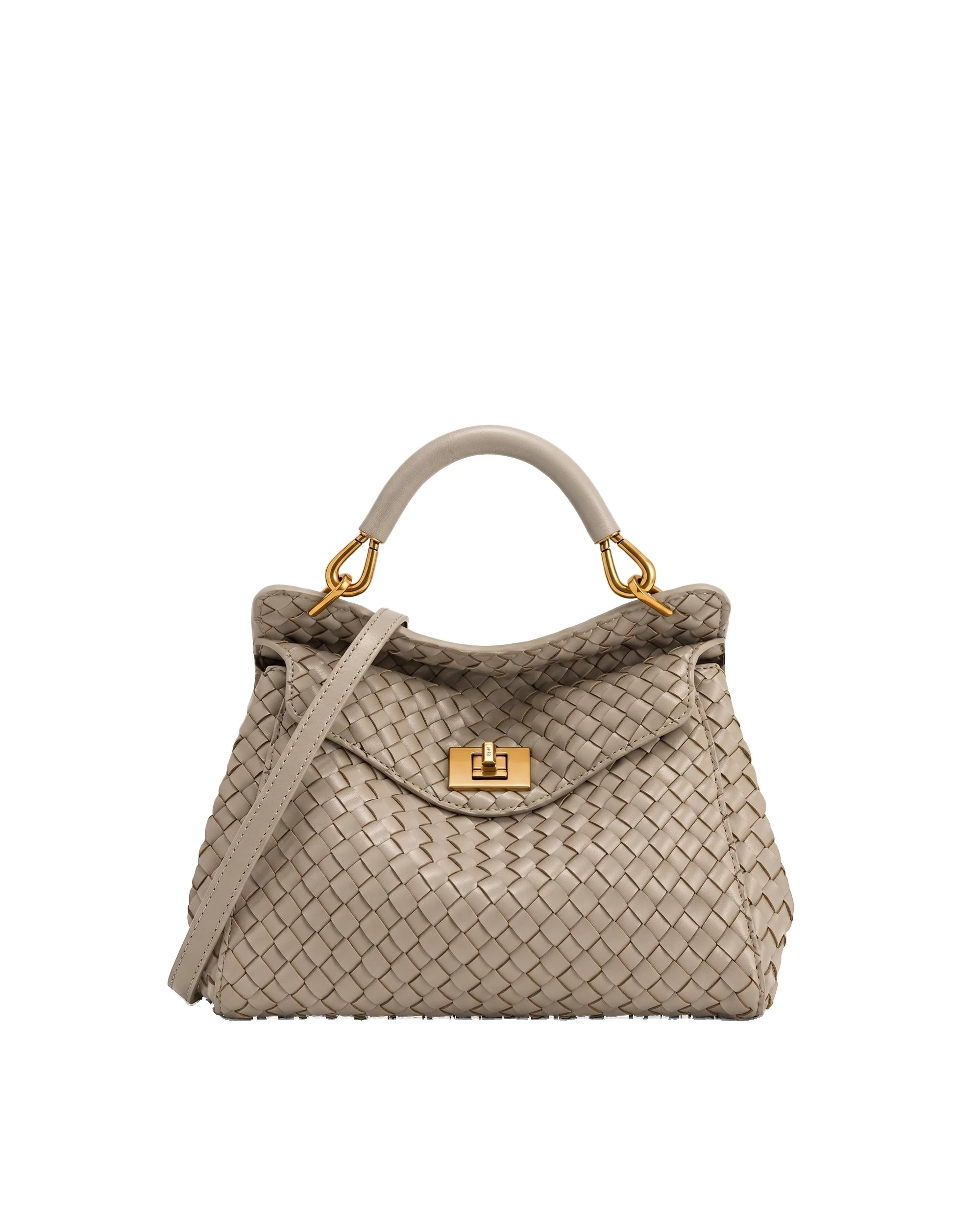 JW PEI Lucia Classic Woven Top Handle Bag in Mud Gray | Totes & Top-Handle Bags | Luxury Shoes JW PEI Lucia Classic Woven Top Handle Bag in Mud Gray