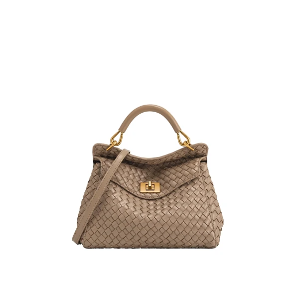 JW PEI Lucia Classic Woven Top Handle Bag in Taupe