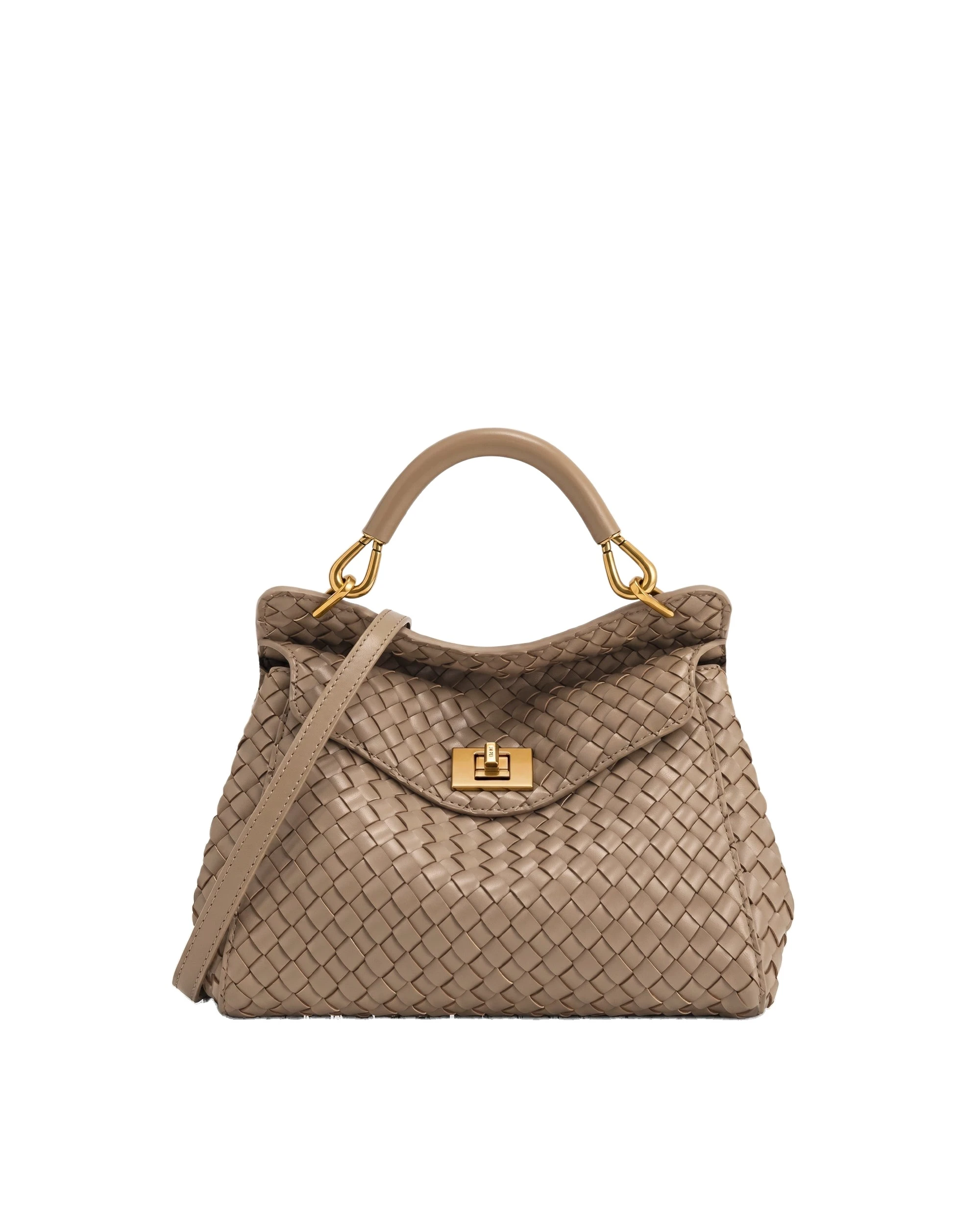 JW PEI Lucia Classic Woven Top Handle Bag in Taupe | Totes & Top-Handle Bags | Luxury Shoes JW PEI Lucia Classic Woven Top Handle Bag in Taupe
