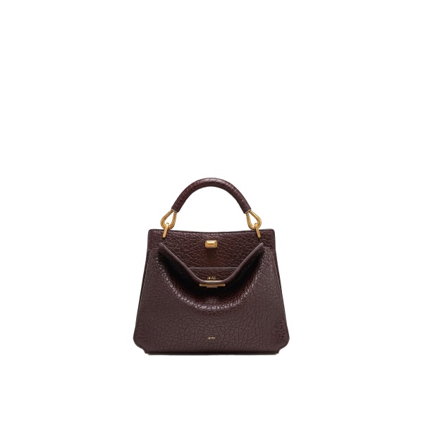 JW PEI Lucia Elephant-Effect Top Handle Bag in Dark Brown