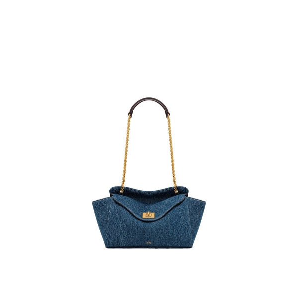JW PEI Lucia Envelope Chain Shoulder Bag in Blue Denim