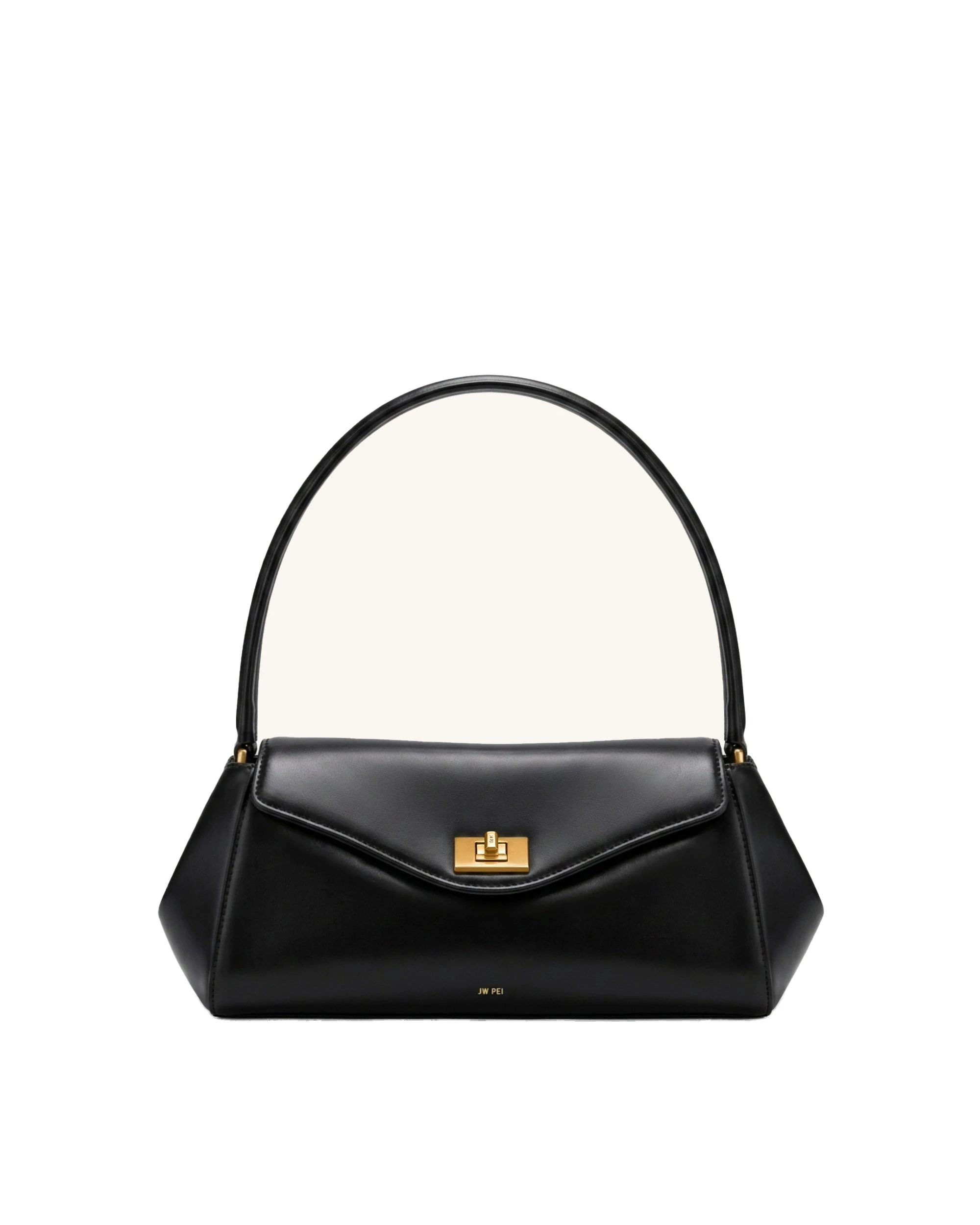 JW PEI Lucia Turn-Lock Flap Shoulder Bag in Black | Shoulder & Crossbody Bags | Luxury Shoes JW PEI Lucia Turn-Lock Flap Shoulder Bag in Black