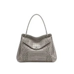 JW PEI Lucia Turn-Lock Shoulder Bag in Grey Croc