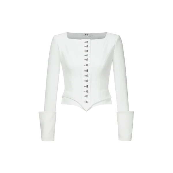 Lydia Corset-Inspired Blazer in White