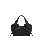 JW PEI Mabel Artificial Crystal Soft Bow Tote Bag in Black