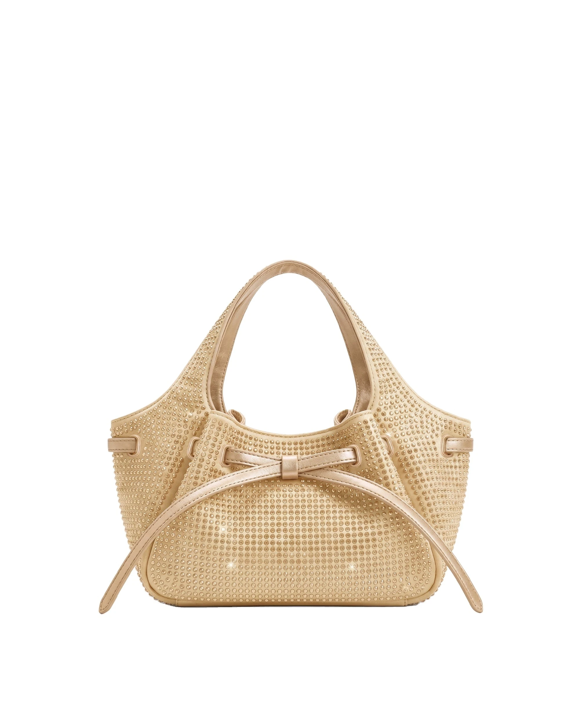 JW PEI Mabel Artificial Crystal Soft Bow Tote Bag in Champagne | Totes & Top-Handle Bags | Luxury Shoes JW PEI Mabel Artificial Crystal Soft Bow Tote Bag in Champagne