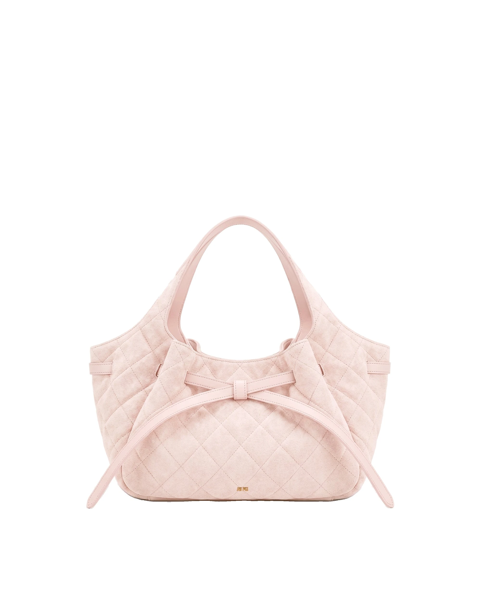 JW PEI Mabel Faux Suede Quilted Soft Bow Tote Bag in Light Pink | Totes & Top-Handle Bags | Luxury Shoes JW PEI Mabel Faux Suede Quilted Soft Bow Tote Bag in Light Pink