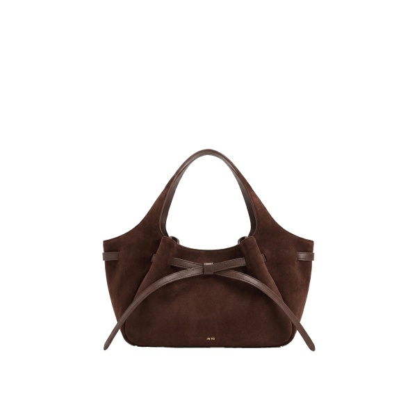 JW PEI Mabel Faux Suede Soft Bow Tote Bag in Amber Brown