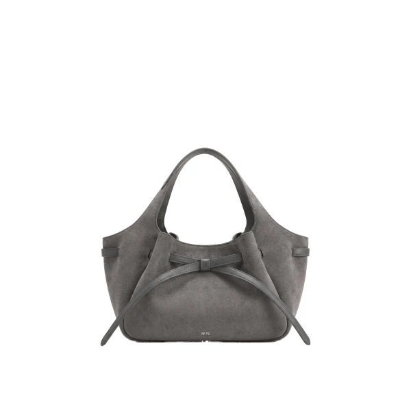 JW PEI Mabel Faux Suede Soft Bow Tote Bag in Grey