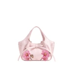 JW PEI Mabel Phalaenopsis Orchid Embroidered Soft Bow Tote Bag in Pink | Totes & Top-Handle Bags | Luxury Shoes JW PEI Mabel Phalaenopsis Orchid Embroidered Soft Bow Tote Bag in Pink