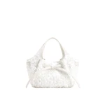 JW PEI Mabel Sequin Soft Bow Tote Bag in Bright White
