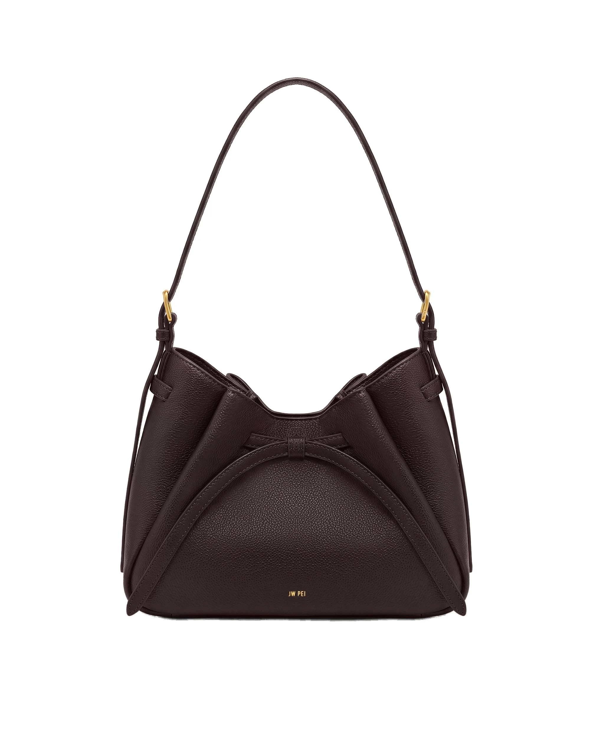 JW PEI Mabel Soft Bow Shoulder Bag in Dark Brown | Shoulder & Crossbody Bags | Luxury Shoes JW PEI Mabel Soft Bow Shoulder Bag in Dark Brown