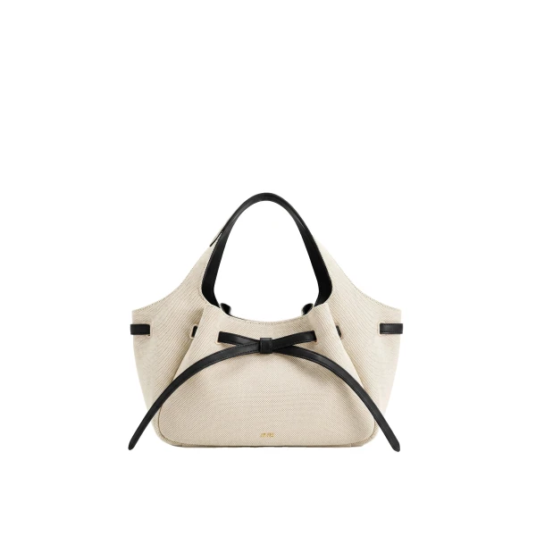 JW PEI Mabel Soft Bow Tote Bag in Black Canvas