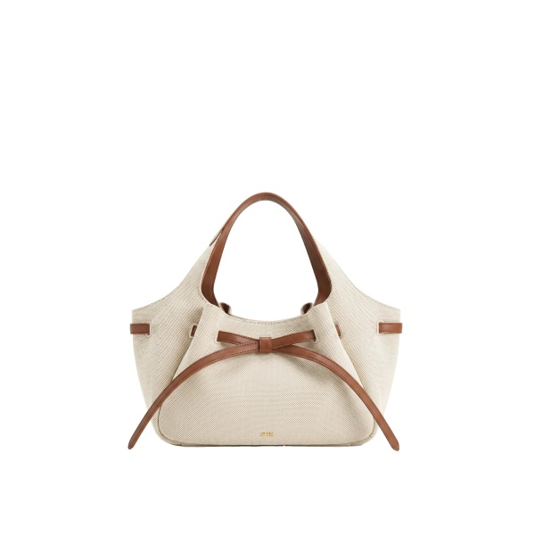 JW PEI Mabel Soft Bow Tote Bag in Brown Canvas
