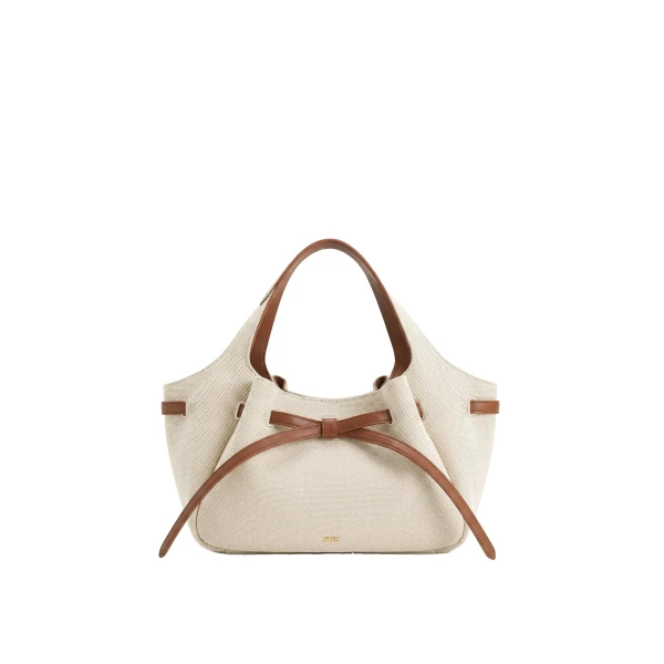 JW PEI Mabel Soft Bow Tote Bag in Brown Canvas