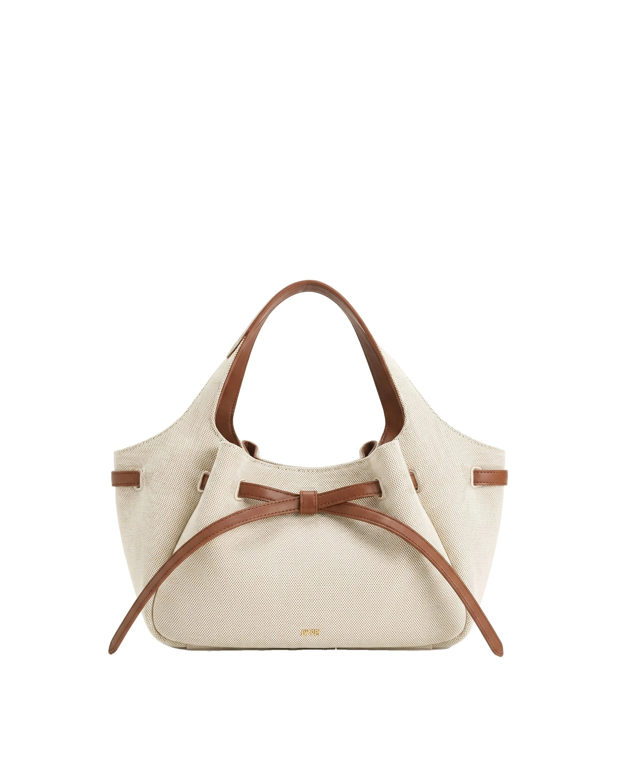 JW PEI Mabel Soft Bow Tote Bag in Brown Canvas | Totes & Top-Handle Bags | Luxury Shoes JW PEI Mabel Soft Bow Tote Bag in Brown Canvas