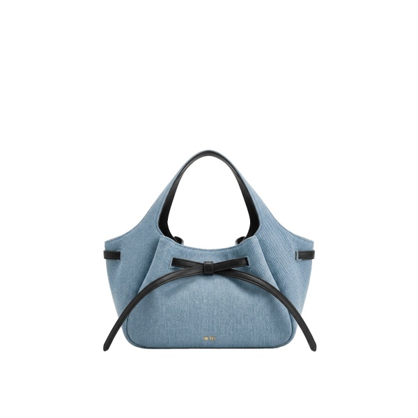 JW PEI Mabel Soft Bow Tote Bag in Light Blue Denim