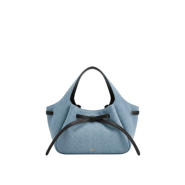 JW PEI Mabel Soft Bow Tote Bag in Light Blue Denim