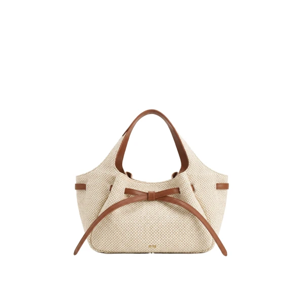 JW PEI Mabel Soft Bow Tote Bag in Light Brown Canvas
