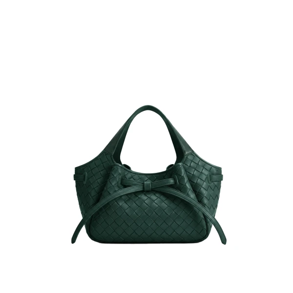 JW PEI Mabel Woven Soft Bow Tote Bag in Dark Green