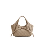 JW PEI Mabel Woven Soft Bow Tote Bag in Khaki