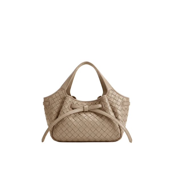 JW PEI Mabel Woven Soft Bow Tote Bag in Khaki