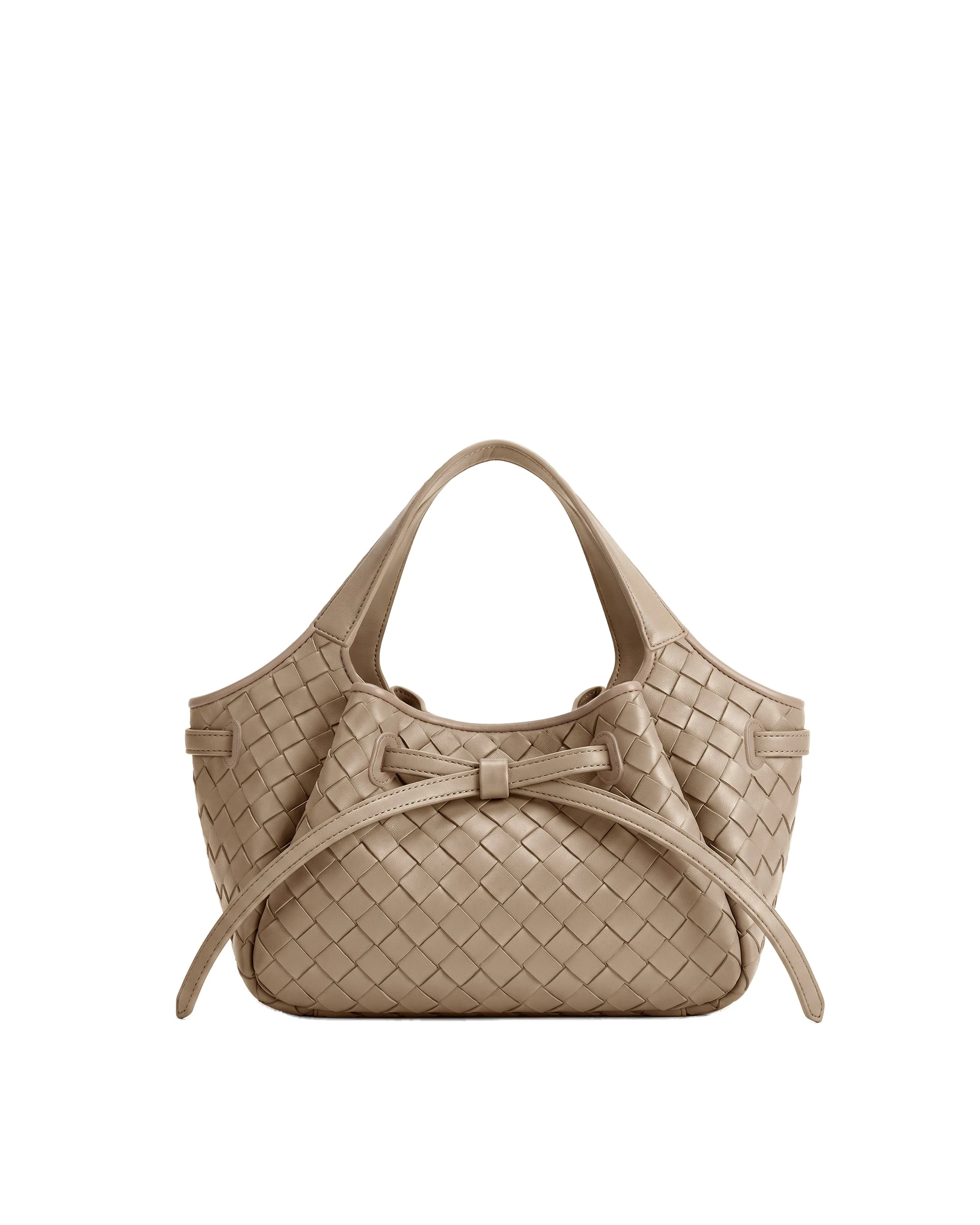 JW PEI Mabel Woven Soft Bow Tote Bag in Khaki | Totes & Top-Handle Bags | Luxury Shoes JW PEI Mabel Woven Soft Bow Tote Bag in Khaki