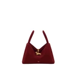 JW PEI Maelle Faux Suede Dachshund Charm Double Handle Bag in Burgundy