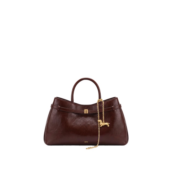 JW PEI Maeve Dachshund Charm Satchel Tote Bag in Deep Burgundy