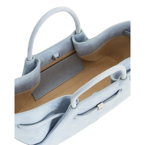 JW PEI Maeve Dachshund Metal Charm Faux Suede Tote Bag in Blue view six