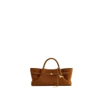 JW PEI Maeve Dachshund Metal Charm Faux Suede Tote Bag in Brown