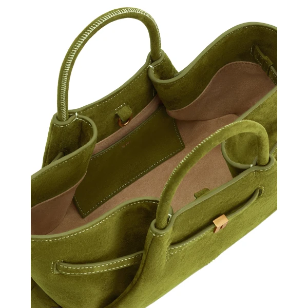 JW PEI Maeve Dachshund Metal Charm Faux Suede Tote Bag in Olive Green view six