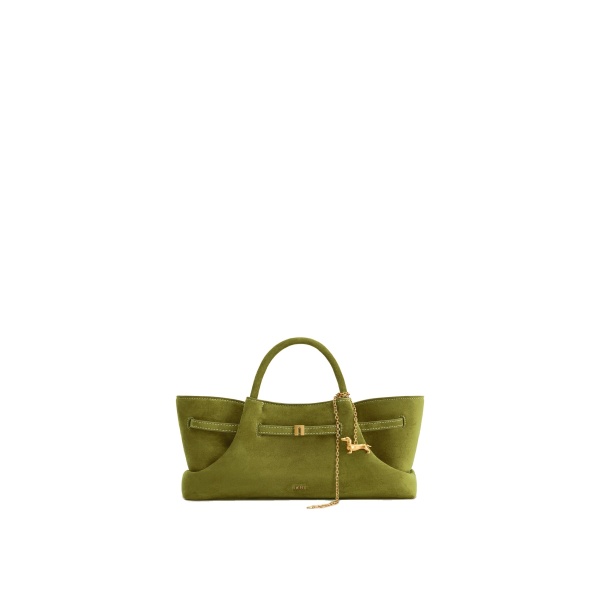 JW PEI Maeve Dachshund Metal Charm Faux Suede Tote Bag in Olive Green