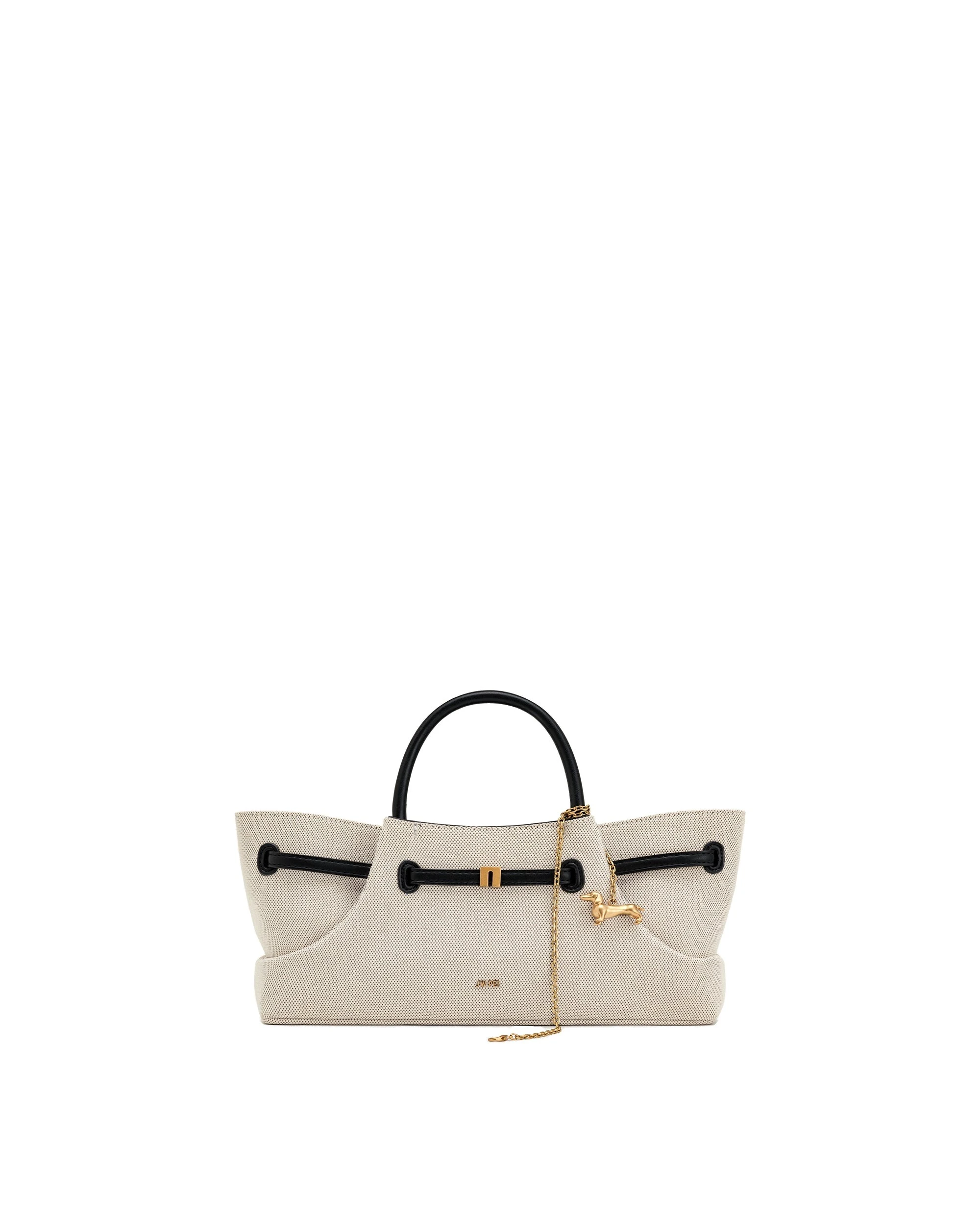 JW PEI Maeve Dachshund Metal Charm Tote Bag in Black Canvas | Totes & Top-Handle Bags | Luxury Shoes JW PEI Maeve Dachshund Metal Charm Tote Bag in Black Canvas