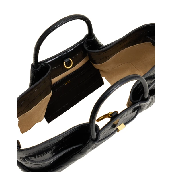 JW PEI Maeve Dachshund Metal Charm Tote Bag in Black Croc view six