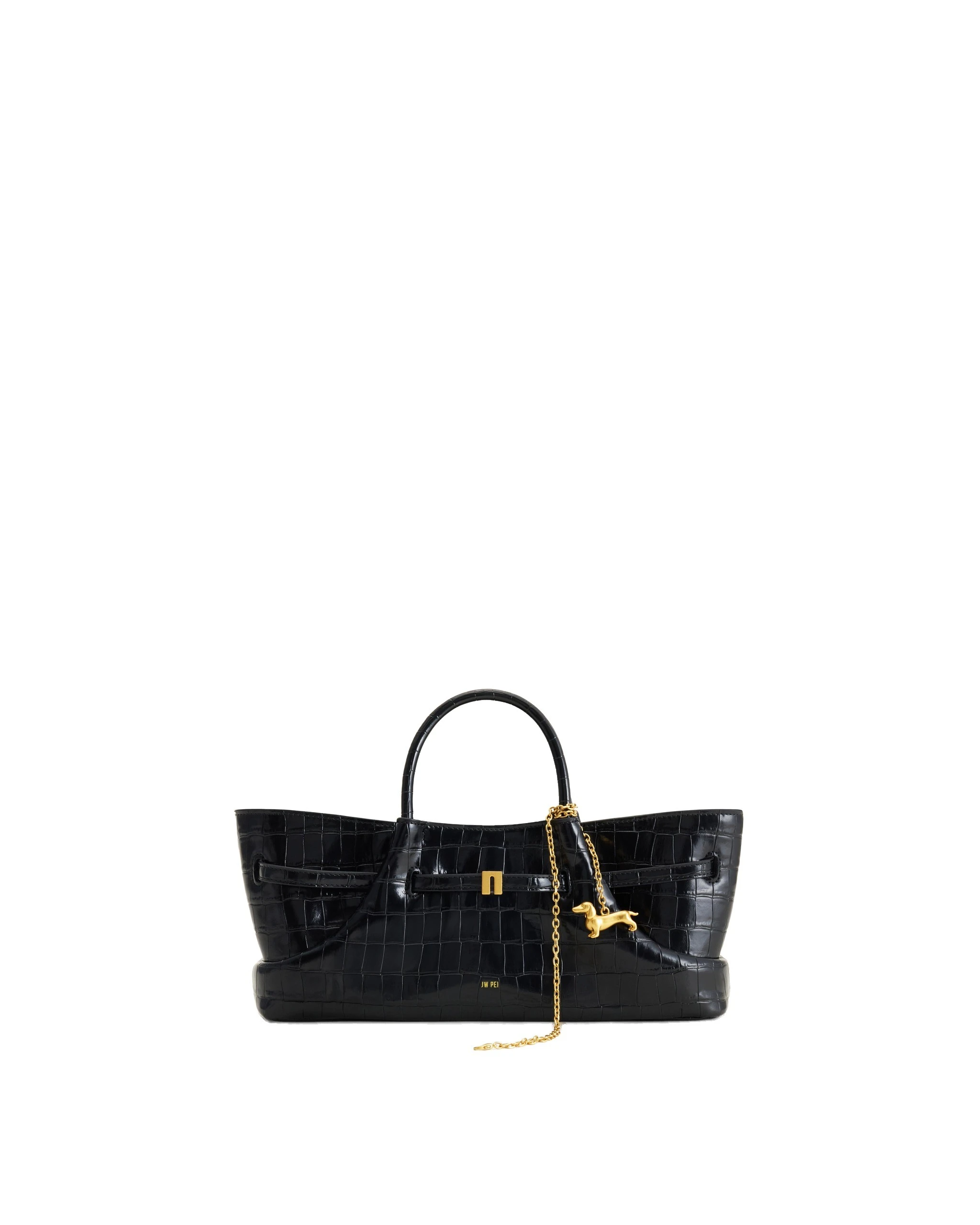 JW PEI Maeve Dachshund Metal Charm Tote Bag in Black Croc | Totes & Top-Handle Bags | Luxury Shoes JW PEI Maeve Dachshund Metal Charm Tote Bag in Black Croc