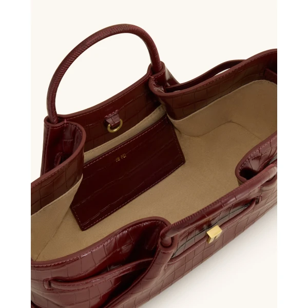 JW PEI Maeve Dachshund Metal Charm Tote Bag in Burgundy Croc view six