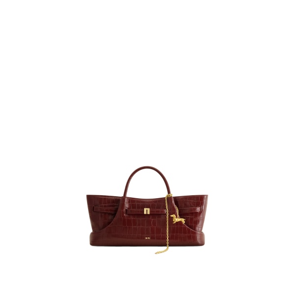 JW PEI Maeve Dachshund Metal Charm Tote Bag in Burgundy Croc