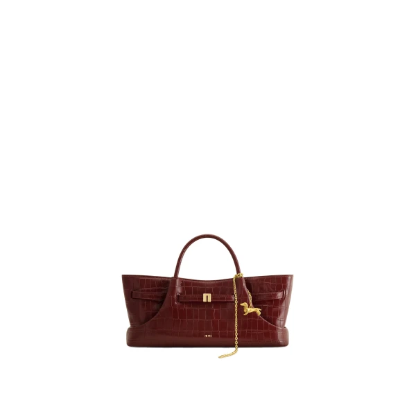JW PEI Maeve Dachshund Metal Charm Tote Bag in Burgundy Croc