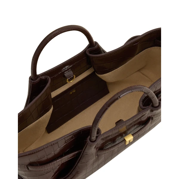 JW PEI Maeve Dachshund Metal Charm Tote Bag in Dark Brown Croc view six